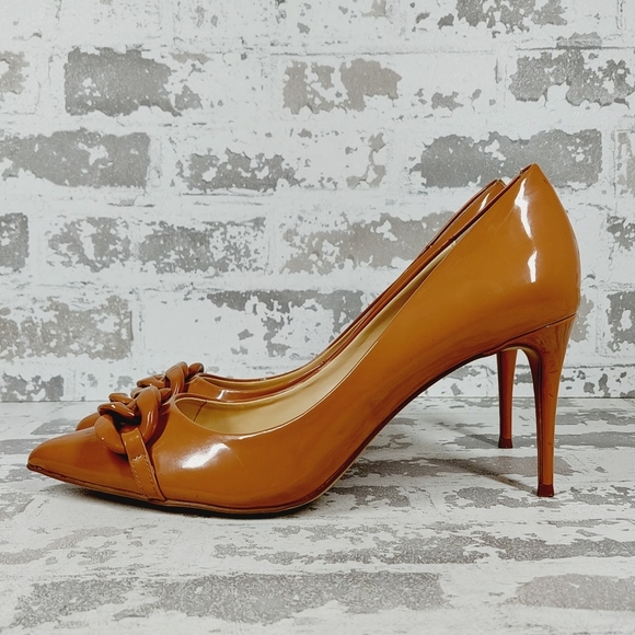 Steve Madden Shoes - New Steve Madden Lalette Chainlink Pointed Toe Camel Pump Heels O456